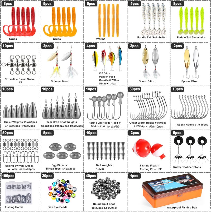 PLUSINNO 353/404 PCS Fishing Lures, Upgrade Fishing Tackle Box with Tackle Included, Crankbaits, Hooks, Weights, Other Accessories, Fishing Lure Bait Gear Equipment Kit Gift for Men Freshwater Bass - Image 3